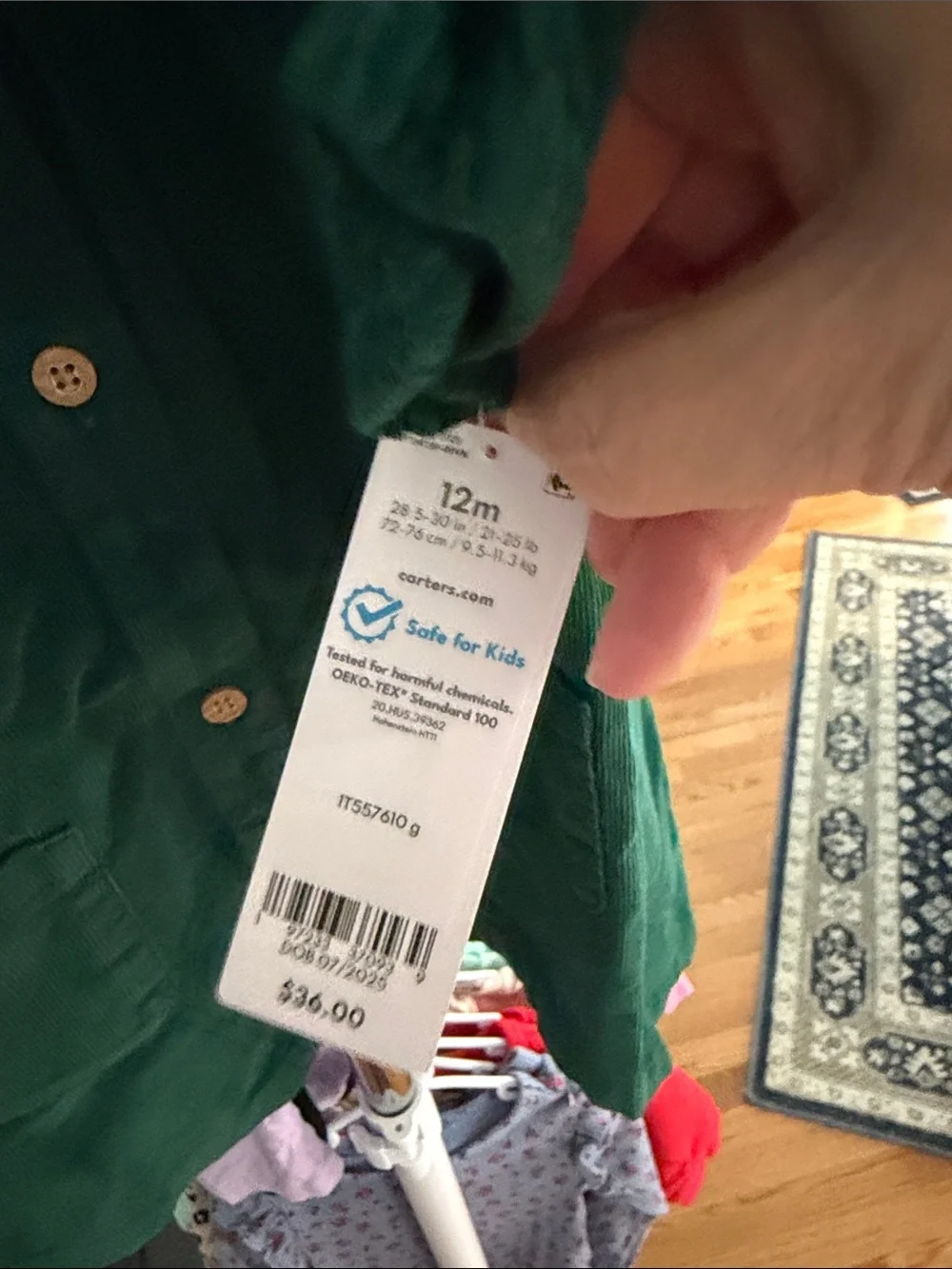 Carter's Dark Green Corduroy Button-Front Baby Jacket Dress